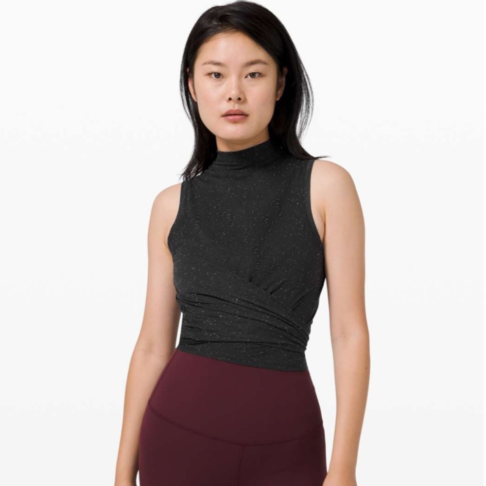 Lululemon Time to Restore Mock Neck Tank black/white size 6